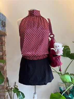 Papaya Red and White Polka Dot halter top